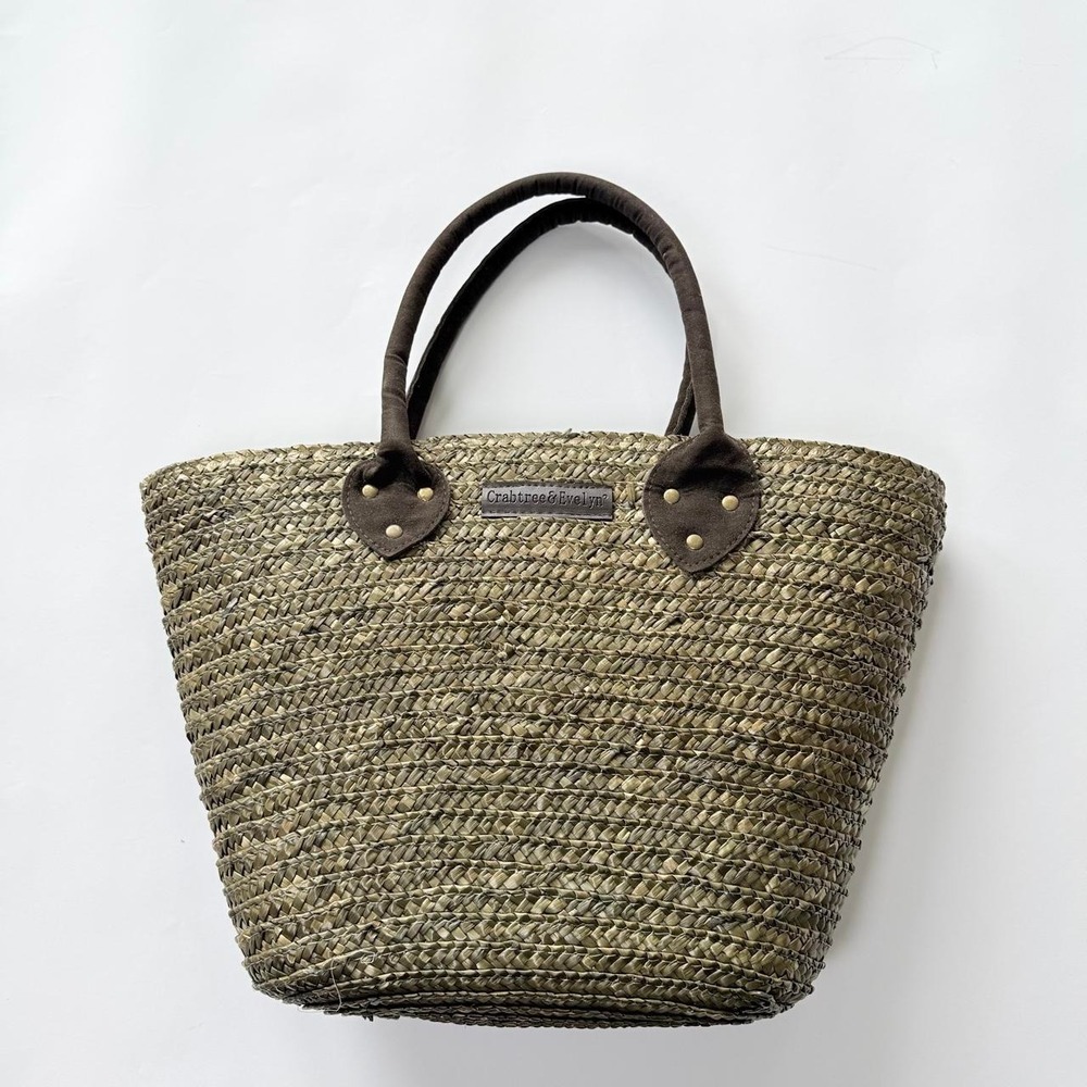 Crabtree & Evelyn Woven Straw Tote Bag Brown